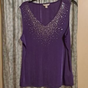 Purple Sleeveless Top with Rhinestone Detailing LAURA ASHLEY
